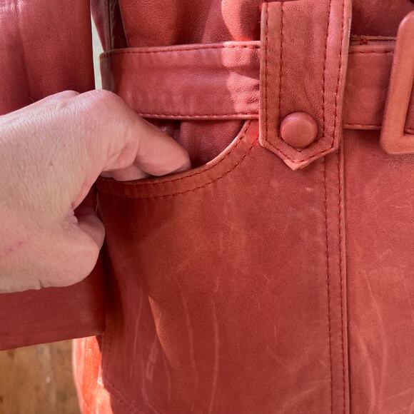 See By Chloe Women's Rusty Red Lamb Leather Belted Jacket Sizes 4 - Picture 5 of 16